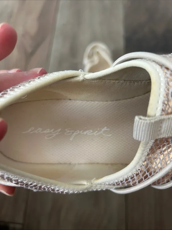 Women's Rose Gold Slip-On Sling Back Metallic Snake Print Athletic Sneakers - Image 2