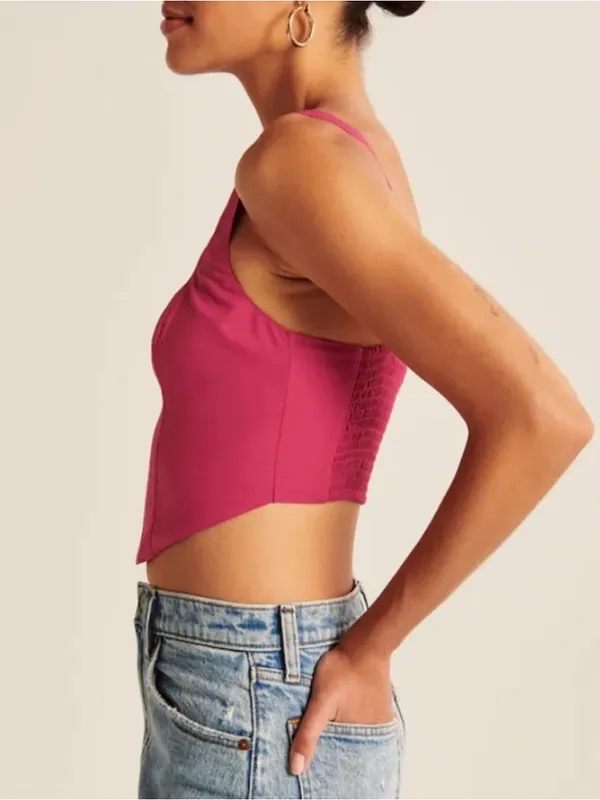 Abercrombie + Fitch Hot Pink Poplin Corset Tank - Image 4