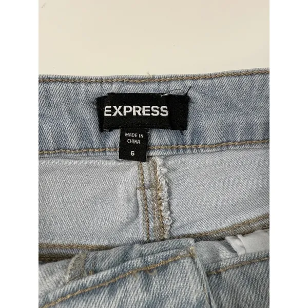 Express Flare Mid Rise Jeans Light Wash Distressed Rigid Front Stretch Back‎ 6 - Image 6
