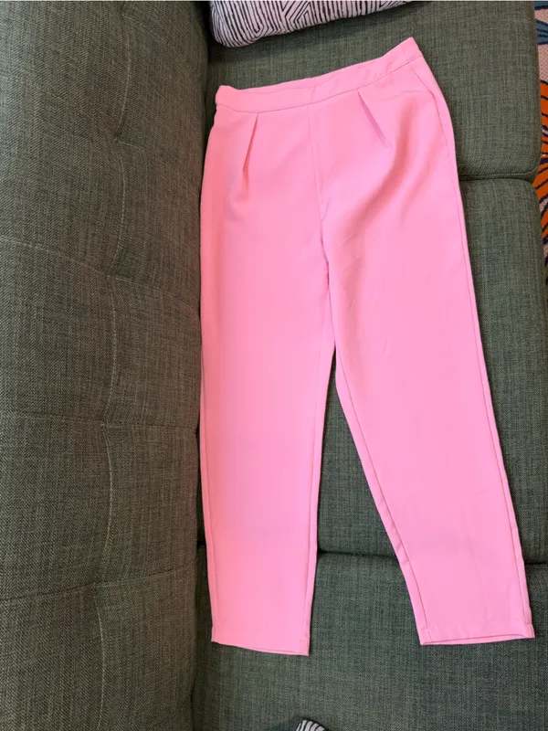 SHEIN Coral Pink Open-Front Ruched-Sleeve Blazer and cropped pant set - Image 5