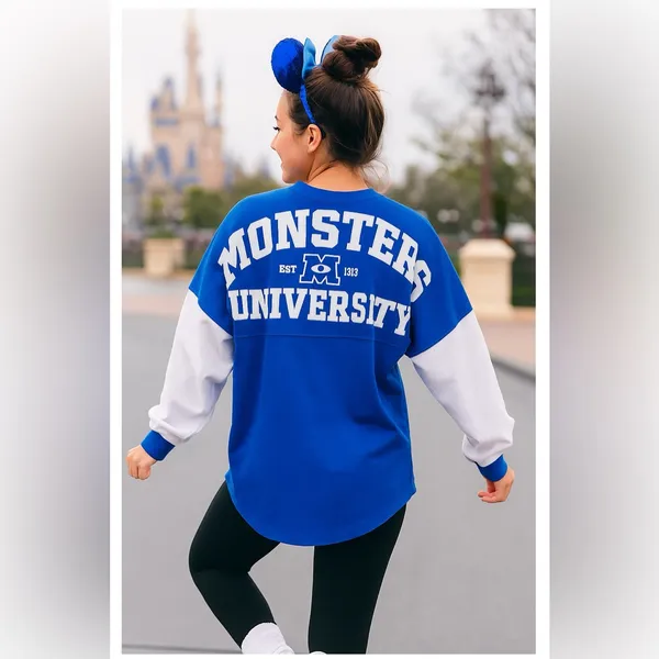 DISNEY Spirit Jersey Monsters University MU Oversized Long Sleeve Shirt Sz. S - Image 2