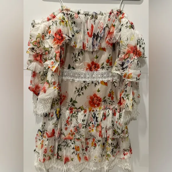 Alice and Olivia Floral Ruffle mini dress - Image 2