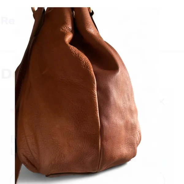 J.Crew Brown Leather Turnlock Double Handles Satchel Shoulder Bag - Image 3