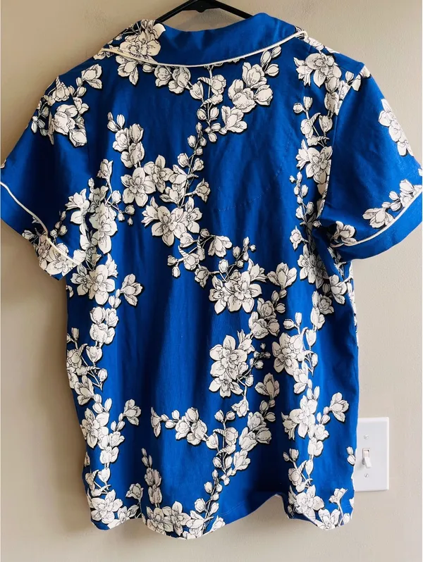 Bed Head Organic Cotton Navy Shadow Blossom Pajama TOP Only - Image 5