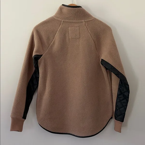 Abercrombie & Fitch Asymmetrical Snap-Up Fleece Faux Leather Pullover Size S - Image 8