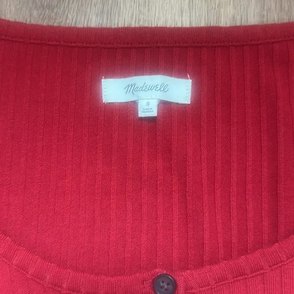 Madewell Women’s Ribbed‎ Cardigan Crop Tee in Scarlet - Image 5