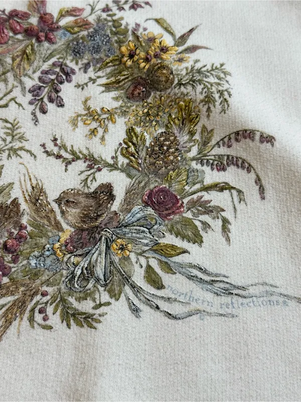 Vintage Northern Reflections Cream Grandma Collared Sweatshirt Cottagecore 90s - Image 2