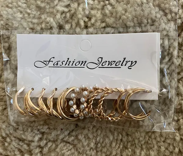 Gold 12PCS Bulk Set Hoop Earrings - Image 2