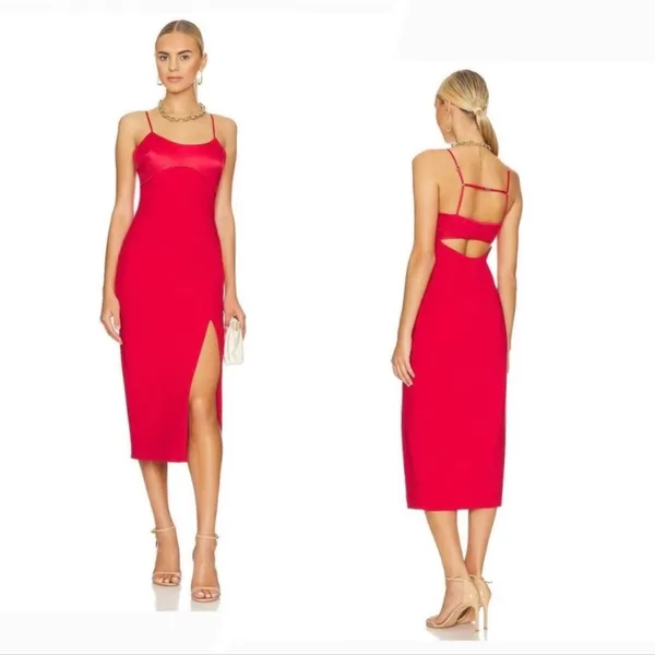 New! Likely Lorna Midi Dress‎ Scarlet Red Size 8 - Image 2