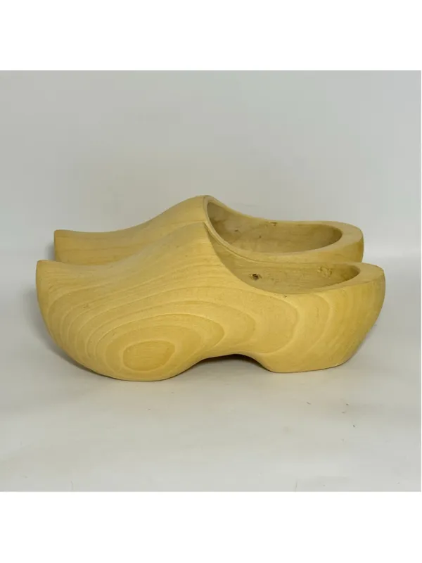 Dutch Holland Handmade Traditional Plain Solid Wood Wooden Clog Shoes Size 39 - Image 13