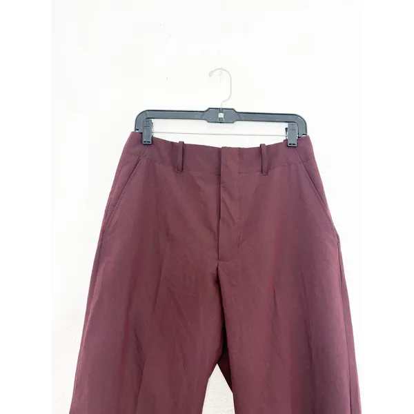 Zara Burgundy Wide Leg Trousers Size Medium High Rise Minimalist Chic 4043/043 - Image 5