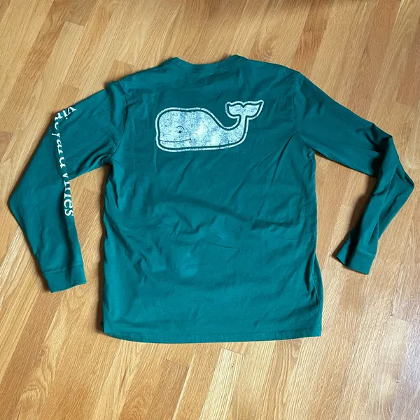 Vineyard Vines Men’s Long Sleeve Pocket T-Shirt Green Whale Logo 100% Cotton M - Image 5