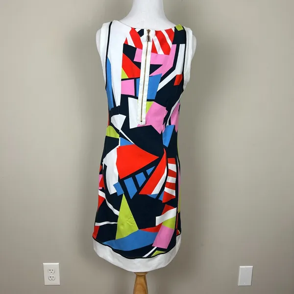 Dolcezza Dress Womens Medium Colorful Shift 60s 70s Sleeveless Pocket Mod Mini M - Image 8