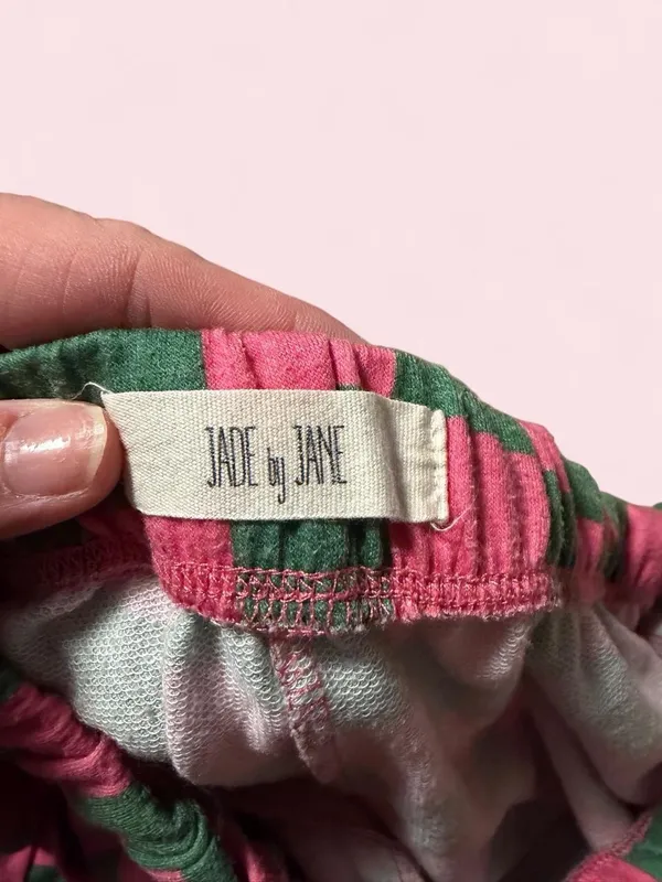 Jade by Jane Watermelon Sugar Wide-Leg Checkerboard Pants in Pink & Green - Image 3