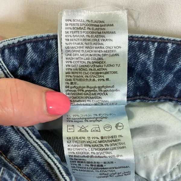 H&M Womens Ultra High Waist Mom Jeans Medium Wash Blue Button Fly Size 12 - Image 3