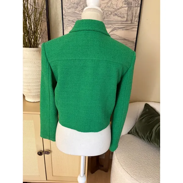 ARITZIA BABATON Green Tweed Frances Jacket In Vibrant Green Tweed Size XS‎ - Image 4
