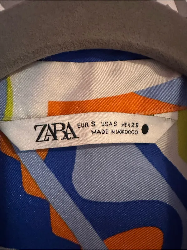 ZARA | Multicolored Printed Satin Blouse, Pucci Style, Size S - Image 5