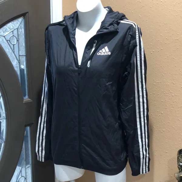 Adidas black full zip windbreaker jacket - Image 2