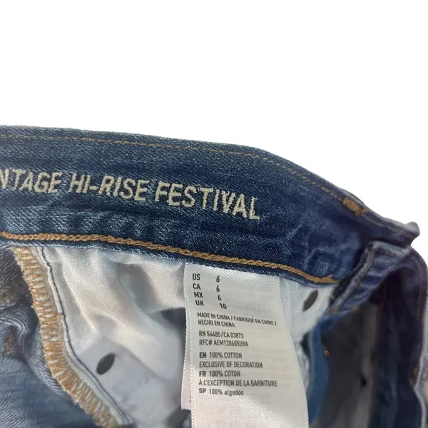 American Eagle Size 6‎ Vintage Hi Rise Festival Button Fly Cut Off Shorts - Image 6
