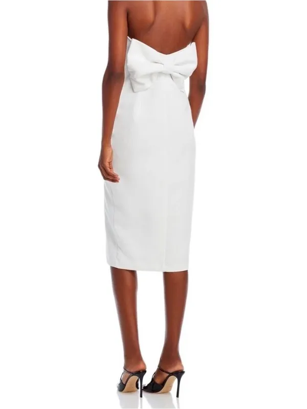 Amanda Uprichard Strapless White Midi Dress with Thigh Slit - Image 2