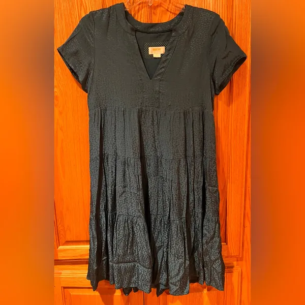 Anthropologie Maeve Tania Sacha Jacquard Tiered Tunic Dress‎ Dark Teal Green XS - Image 10