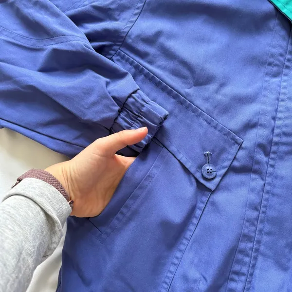 Vintage 80s London Fog Purple Teal Bomber Jacket Windbreaker Size 4 Streetwear - Image 3