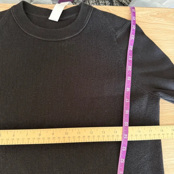 Lululemon Small Take It All Cotton Blend Sweater Crew Rib Lounge Comfy Black - Image 8
