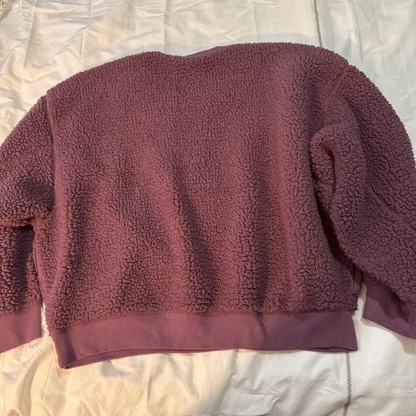 PINK Sherpa Teddy Pullover Sweatshirt XL Mauve - Image 4