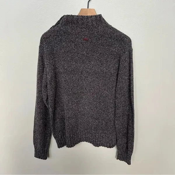Womens Columbia Sweater Mock Turtleneck Button Shoulder Chocolate Brown Large - Image 4