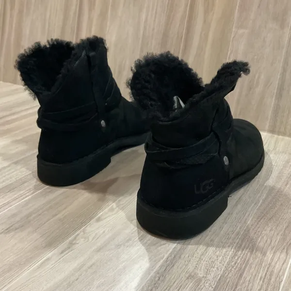 UGG Pascal Fashion Boot Womens 7 Black Good Suede Shearling Ankle 1099053 - Image 2