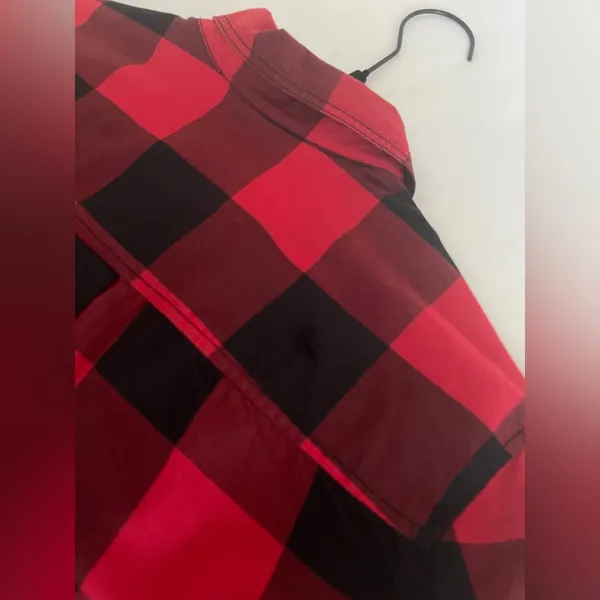 Vintage Express Red & Black Plaid Button-Up Shirt (Minor Flaw) - Image 4