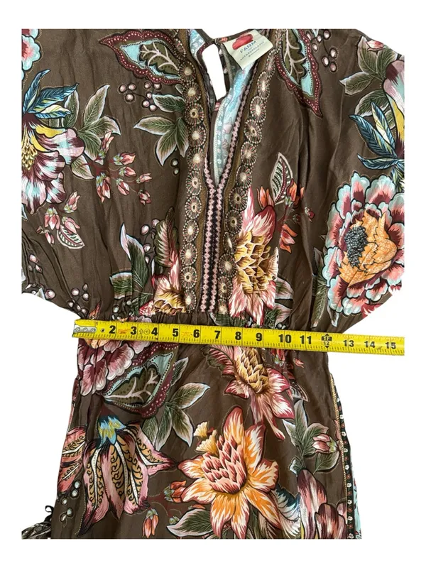 Farm Rio Anthropologie Valentina Brown Floral Maxi Dress In Brown Motif Size XS - Image 15