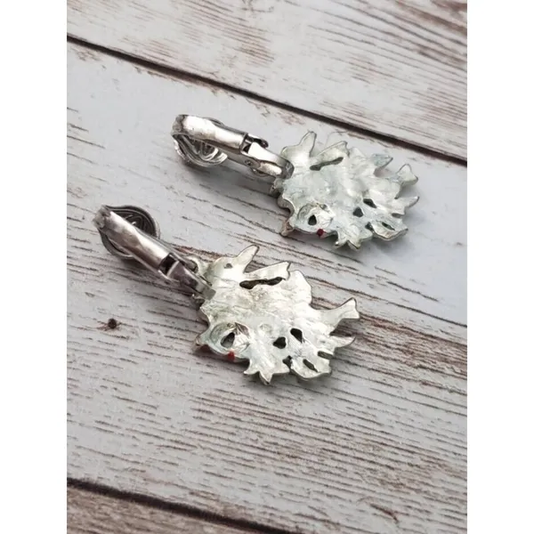 Vintage Clip On Earrings - Christmas Bells & Bow 1.5" - Image 6