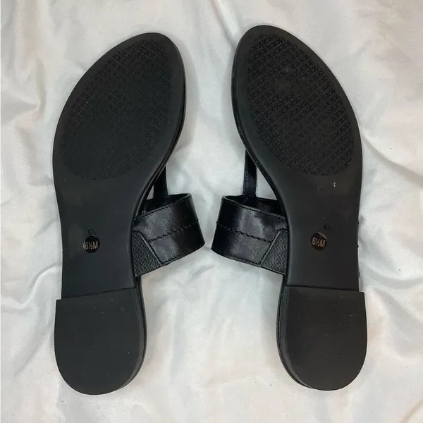 Tory Burch‎ Black Leather Miller Sandals Gold Logo Women’s Size 6.5 - Image 5