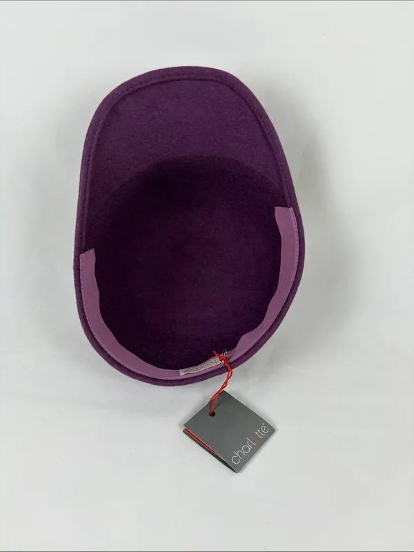 100% Wool Black Unisex Round Crown Hat Blocked Baseball Cap - Purple - Image 4