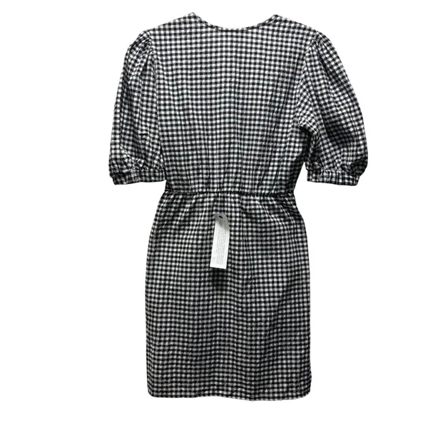 Topshop Black & White Gingham Puff Sleeve Wrap Mini Dress Size 6 - Image 2