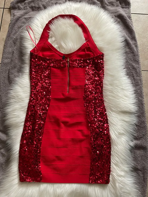 Guess Sequin mirage Bandage Halter Dress - Image 8