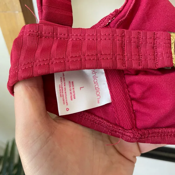 Xhilaration Ribbed Magenta Square Neck High-Waisted Bikini Set - Image 5