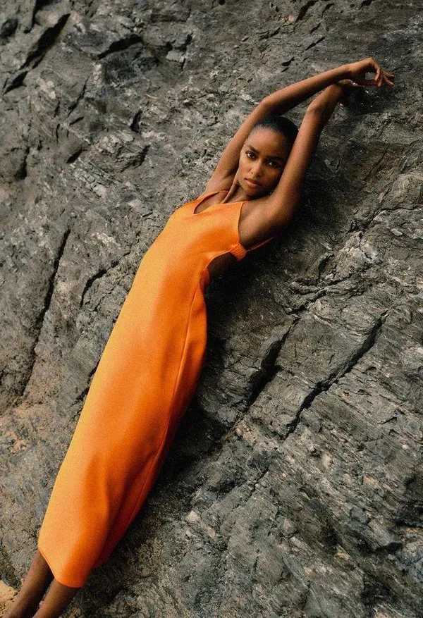 Zara dress maxi midi hot orange satin effect wedding party cocktail - Image 7