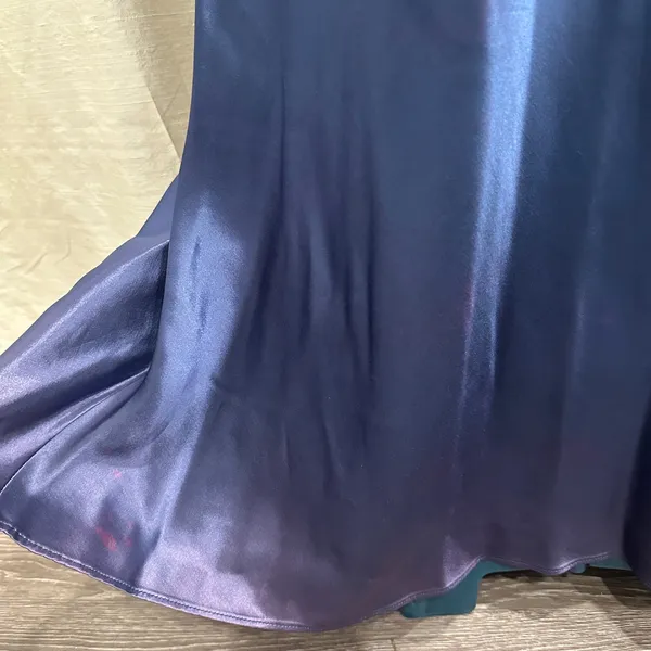 VTG 90s Zum Zum Blue Ombre Satin Slip Dress Rhinestone Strappy Open Back Prom XS - Image 7