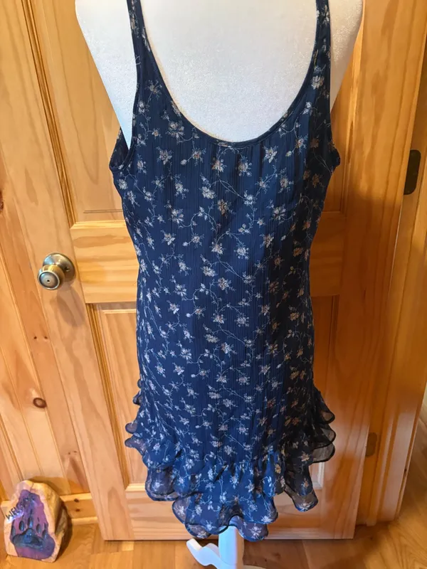 Abercrombie & Fitch floral drop-waist mini dress blue floral women’s M vintage - Image 4