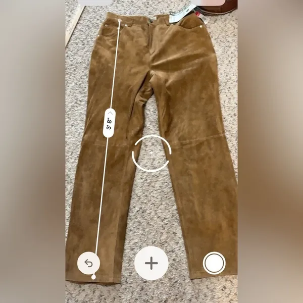 St. John's Bay Washable Suede Leather Pants Brown‎ High Rise Vintage Womens 16 - Image 9