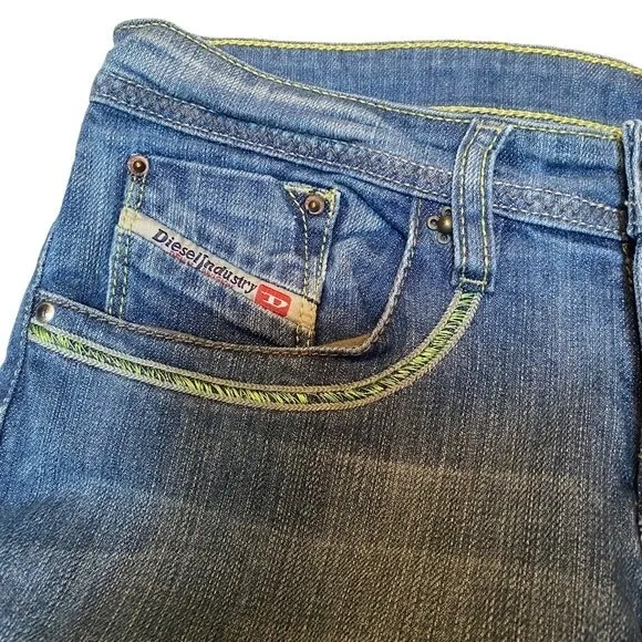 Y2K Diesel Size 6 Bootcut‎ Jean Green Embroidery Pockets Coastal Cowgirl Western - Image 7