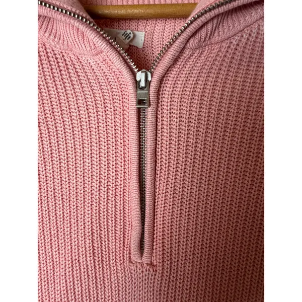 Aerie Beyond Quarter Zip Sweater‎ Women XS Pink Cotton Shaker Knit Pullover - Image 7