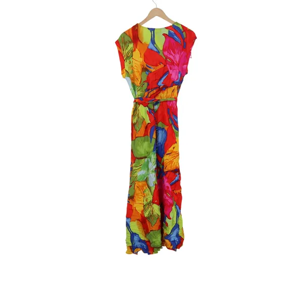 MSK Womens Floral Maxi Dress Medium Multicolor Rayon V-Neck Sleeveless Tie Waist - Image 4