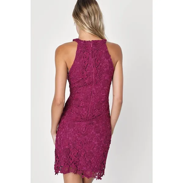 Lulus Love Poem Magenta Purple Lace Mini Dress Party Cocktail Romantic XS NWT - Image 2