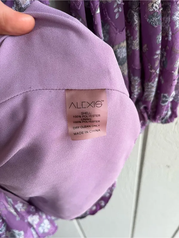 Alexis Lilac Purple Floral Mini Dress Long Sleeves - Image 7
