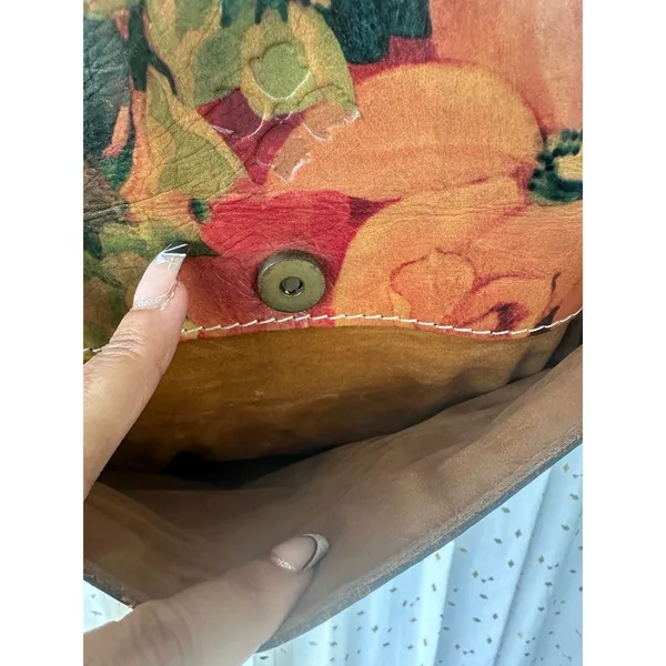 Patricia Nash Navelli Floral Cognac Heritage Italian Leather Tote Shoulder Bag - Image 5