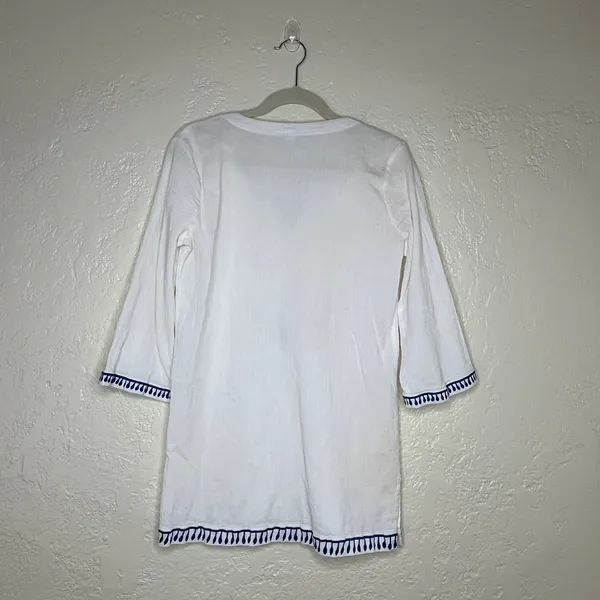 J.Crew Factory Gauze Embroidered Tunic Cover Up Tassel Beach Women Small‎ - Image 4