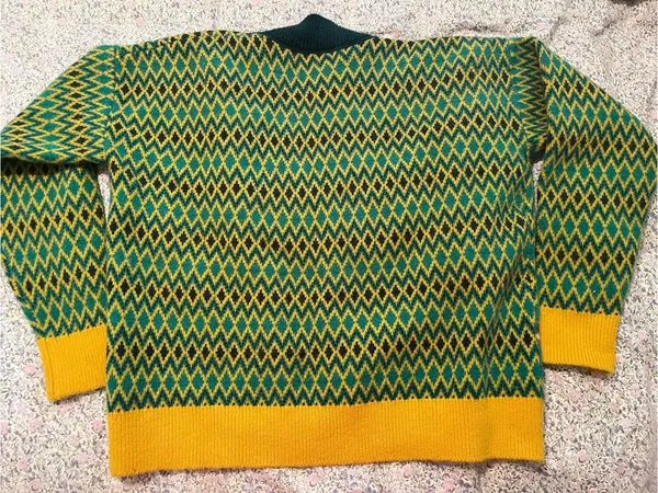 Oversized Diamond Patterned Cardigan Sweater Green Size undefined - Image 5